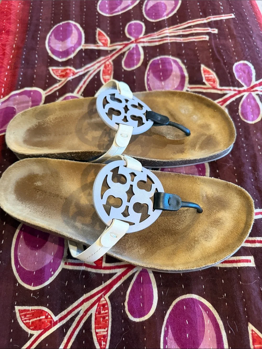 Tory Burch Cloud Miller Lavender/Black/Ivory Logo Thong Sandals 10.5